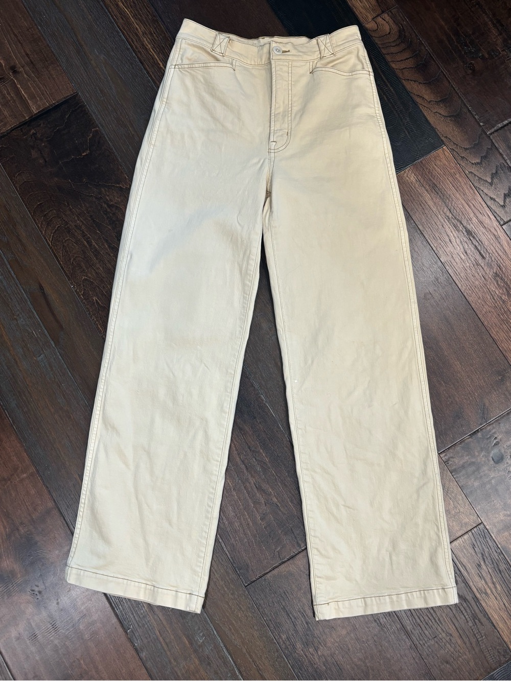 Madewell Emmett Wide-Leg Pants Garment-Dyed Canvas Sand Beige Size 27